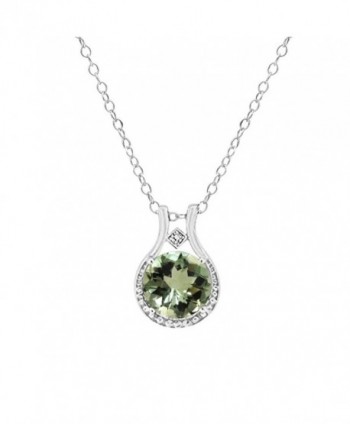 3.00 CTW Genuine Diamond and Green Amethyst Halo Pendant in Sterling Silver- 18'' - CV12KZ2DW59