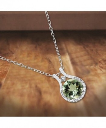 Genuine Diamond Amethyst Pendant Sterling in Women's Pendants
