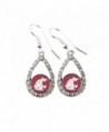 Washington State Cougars Crimson Teardrop Clear Crystal Silver Earrings Jewelry WSU - CR11J1GYQZB