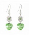 DaisyJewel Lucky Four Leaf Clover Accent with Green Crystal Heart Earrings - C312C2WYUUB