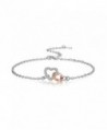 925 Sterling Silver Heart Connected Bracelet for Women Adjustable - CD189SN32KQ