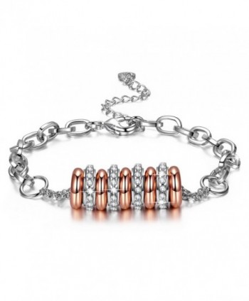 J.NINA "String of Happiness" 14k Rose-Gold & White Gold Plated Bracelet- Nine Circles Design Hand String - CO17WWH8RQG