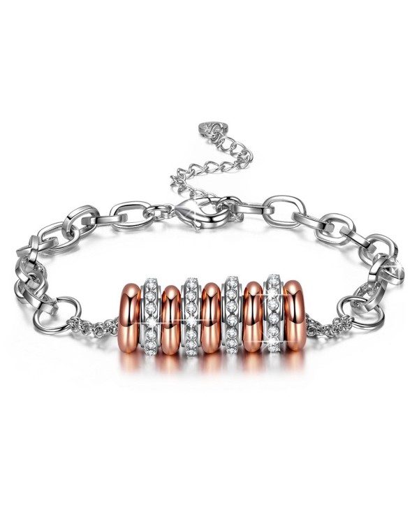 J.NINA "String of Happiness" 14k Rose-Gold & White Gold Plated Bracelet- Nine Circles Design Hand String - CO17WWH8RQG