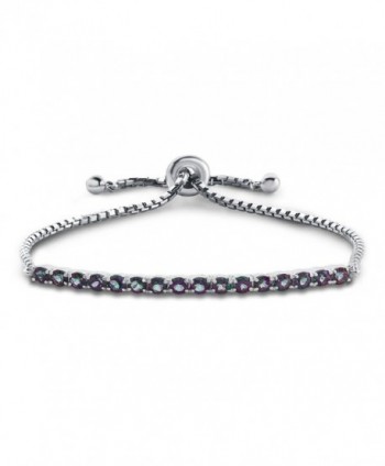 Finejewelers Sterling Silver Slider Chain Adjustable Bracelet with 16 Round Stones - Mystic Topaz - CU12N15SELA