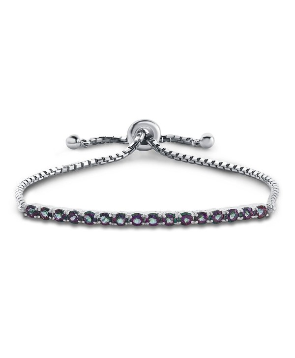 Finejewelers Sterling Silver Slider Chain Adjustable Bracelet with 16 Round Stones - Mystic Topaz - CU12N15SELA