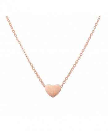 Altitude Boutique Simple Heart Necklace for Her- Pendant Love Choker (Gold- Silver- Rose Gold) - Rose Gold - C71884Y08EH