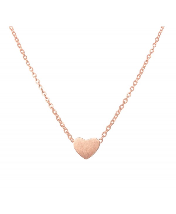 Altitude Boutique Simple Heart Necklace for Her- Pendant Love Choker (Gold- Silver- Rose Gold) - Rose Gold - C71884Y08EH