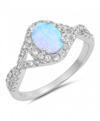 CHOOSE YOUR COLOR Sterling Silver Oval Infinity Knot Ring - Blue Simulated Opal - C91854MIRSD