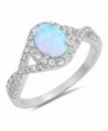 CHOOSE YOUR COLOR Sterling Silver Oval Infinity Knot Ring - Blue Simulated Opal - C91854MIRSD