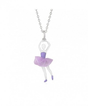 UNICORNJ Childrens Sterling Ballerina Pendant - Ballet Dancer - Lilac - CK17YGZKUO5