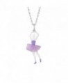 UNICORNJ Childrens Sterling Ballerina Pendant - Ballet Dancer - Lilac - CK17YGZKUO5