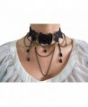 Vintage Victorian Gothic Dark Side Love Black Lace Choker Necklace - C412J5C95BP
