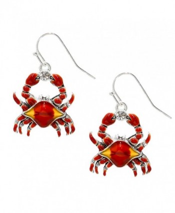 Liavy's Red Crab Fashionable Earrings - Enamel - Fish Hook - Sparkling Crystal - Unique Gift and Souvenir - CC12O05T66D