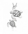 925 Sterling Silver Mom and Baby Turtle Pendant Neacklace- 18" - C4121RF45EF