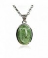 Amandastone 20MM Natural Gemstone Crystal Oval Charm Pendant Necklace 18" - Green Strawberry Crystal - CS182S7A4RC