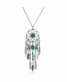 Lureme Native American Dream Catcher Turquoise Pendant Long Chain Necklace (01003467) - C212B1NOR5Z