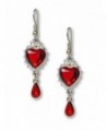 Red Heart Romance Dangle Earrings Austrian Crystals Thorns and Roses Silver Finish - C412O6UV0Y3