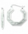 Sterling Silver Rhodium-Plated Greek Key Hoop Earrings - CI115738BPN