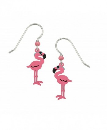 Sienna Sky Pink Flamingo with Sunglasses Hand Painted Earrings Handmade with Gift Box Made in USA - C412NUS6CA2