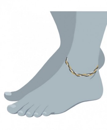 Tricolor Braided Anklet Sterling Silver in Women's Anklets