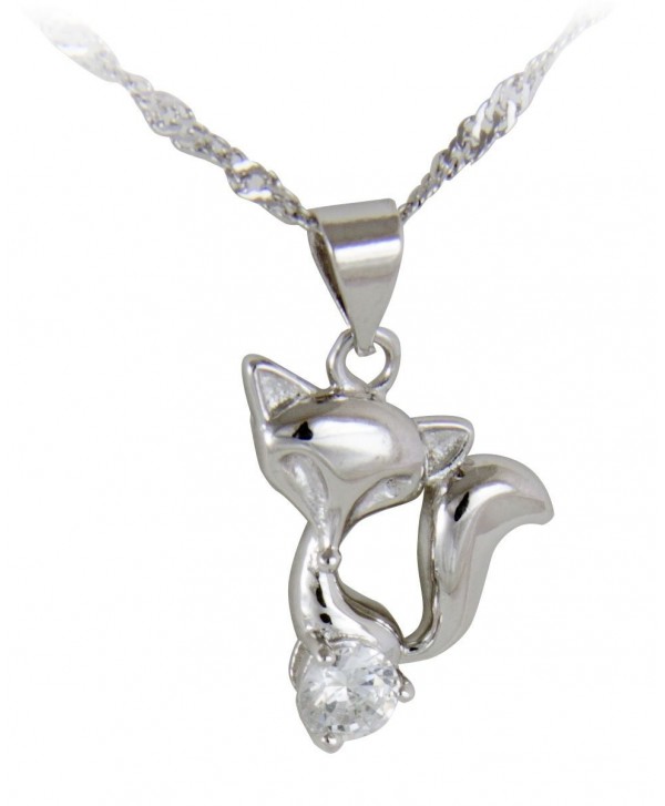 Little Fox Necklace- 4.5mm Cubic Zirconia- 45cm 925 Sterling Silver Chain - C111H1MPU1B