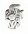 Sterling Silver Holy Cross Clear Cz European Style Bead Charm - CE11GOJLZTN