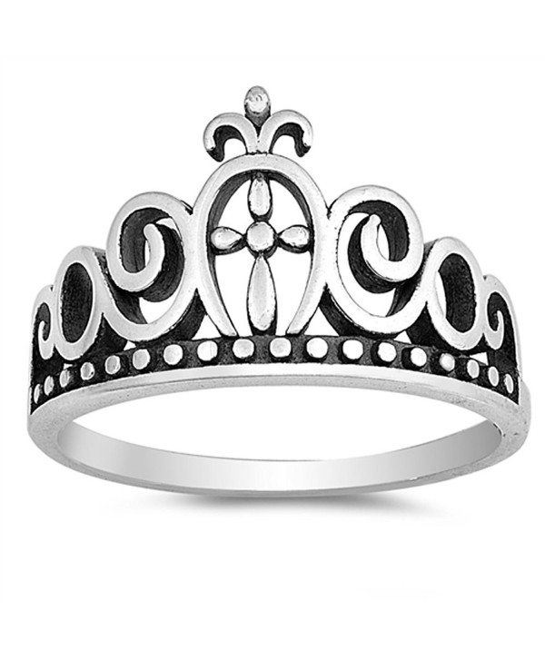 Crown Tiara Cross Swirl King Christ Ring New 925 Sterling Silver Band Sizes 4-10 - CS12NRJKZA3
