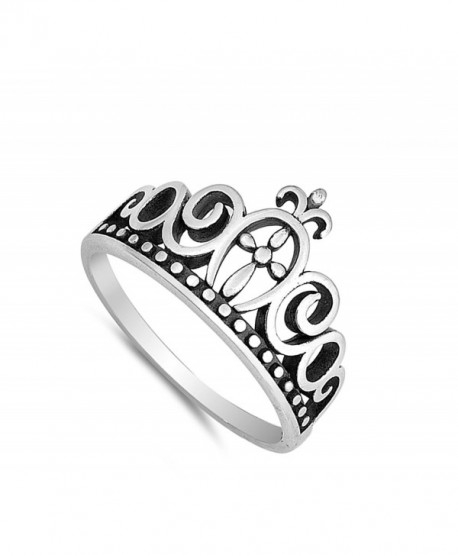 Crown Tiara Cross Swirl King Christ Ring New 925 Sterling Silver Band ...