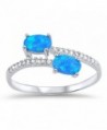 CHOOSE YOUR COLOR Sterling Silver Oval Ring - Blue Simulated Opal - CV12MX97R7O