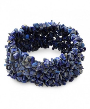 NOVICA Lapis Lazuli Indigo Blue Gemstone Beaded Stretch Bracelet- 6.25"- 'Mermaid Song' - C911GBUGNC9