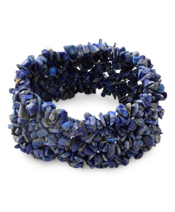 NOVICA Lapis Lazuli Indigo Blue Gemstone Beaded Stretch Bracelet- 6.25"- 'Mermaid Song' - C911GBUGNC9