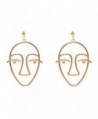 SUNSCSC Dangle Stud Earrings Unique Vintage Hollow Out Human Face Design Gold Silver Ear Drop Jewelry - Gold - CO1832EX3IC