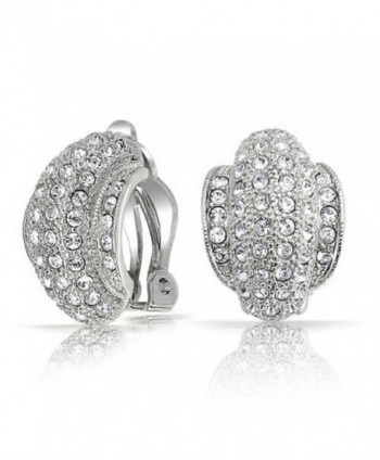 Bling Jewelry 6 Row Clear Crystal Half Hoop Clip On Earrings Rhodium Plated Brass - C7118L0HISZ
