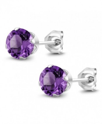 Sterling Silver Purple Amethyst Earrings in Women's Stud Earrings