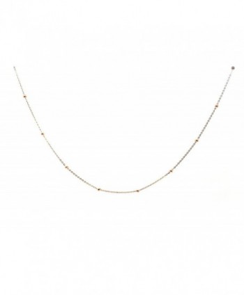 Chelsea Jewelry Basic Collections 1.2mm Wide 18K Rose Gold Ultra Thin Cable Chain With Beads Chain Necklace - C412C5CQT1V