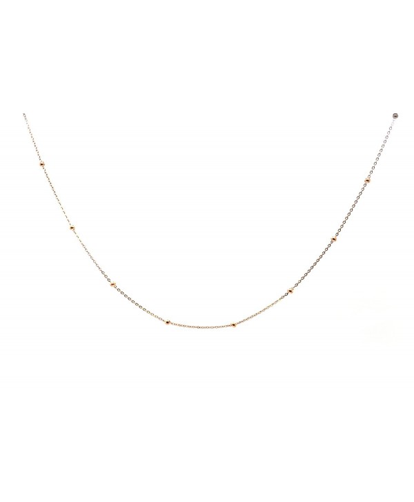 Chelsea Jewelry Basic Collections 1.2mm Wide 18K Rose Gold Ultra Thin Cable Chain With Beads Chain Necklace - C412C5CQT1V