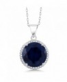 9.00 Ct Round Blue Simulated Sapphire 925 Sterling Silver Pendant Necklace with 18 Inch Chain - CU11PWEK82V