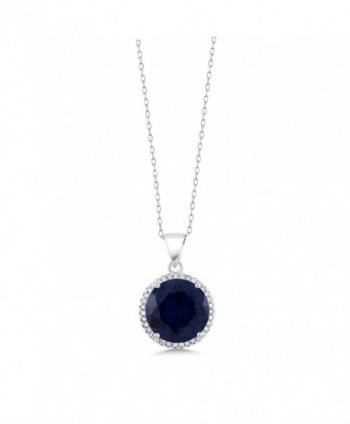 Simulated Sapphire Sterling Pendant Necklace