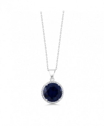 Simulated Sapphire Sterling Pendant Necklace