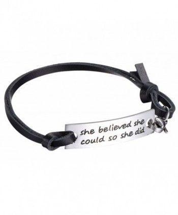 Inspirational Leather Stainless Bracelet Believed - C512J37EPXF