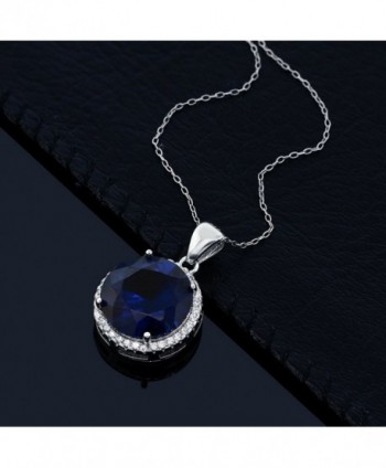 Simulated Sapphire Sterling Pendant Necklace in Women's Pendants