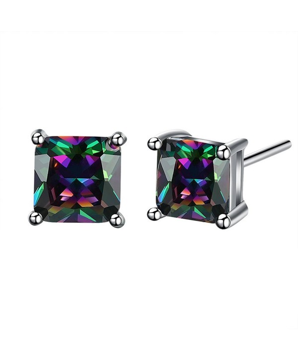 18K White Gold Plated Multicolor Black Cubic Zirconia Stud Earrings for Women Teen Girls Jewelry - . - CX17AZGN57H