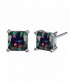 18K White Gold Plated Multicolor Black Cubic Zirconia Stud Earrings for Women Teen Girls Jewelry - . - CX17AZGN57H