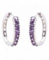 FC JORY White Gold GP Prong Princess CZ Cubic Zirconia Purple Hoop Dangle Earrings - CZ12201L5JN