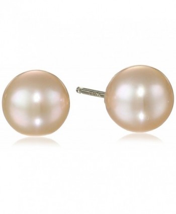 Bella Pearl Round Freshwater Pearl Stud Earrings - Pink - CQ11PKAOZI9