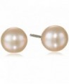 Bella Pearl Round Freshwater Pearl Stud Earrings - Pink - CQ11PKAOZI9