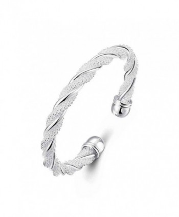 Nevaeh Bracelet 925 Sterling Silver Plated Adjustable Cuff Bangle Bracelet for Women Silver Bangle Bracelet - CW186TM3HZ6