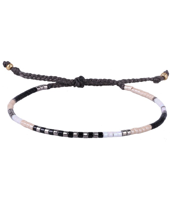 KELITCH Multicolor Crystal Shell Beaded Friendship Bracelets Hand Woven New Jewelry - Black White - CV17YH0OIW9