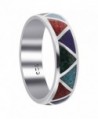 Gem Avenue Unisex 925 Sterling Silver Multi Stone Southwestern Style 6mm Band - CC113MU4KMB