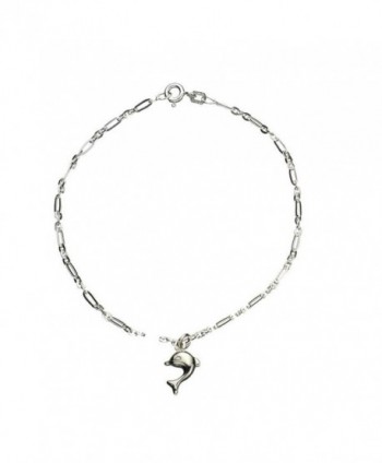 Sterling Silver Dolphin Charm Anklet Italy - CT128V8GNNR